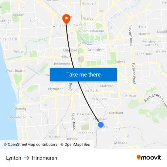 Lynton to Hindmarsh map