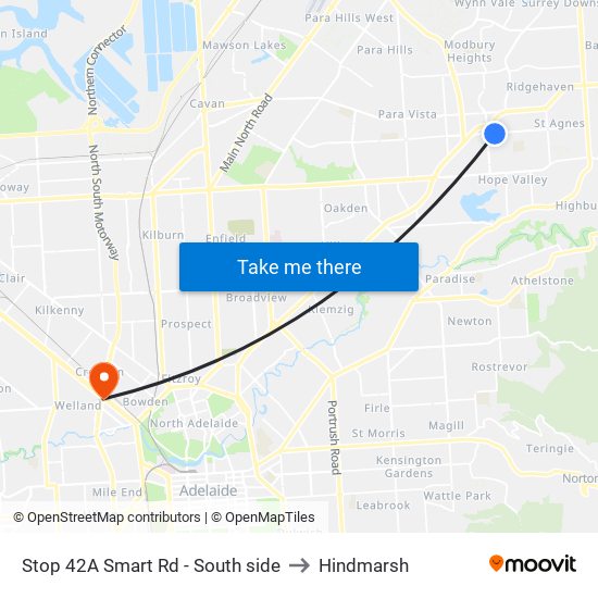 Stop 42A Smart Rd - South side to Hindmarsh map