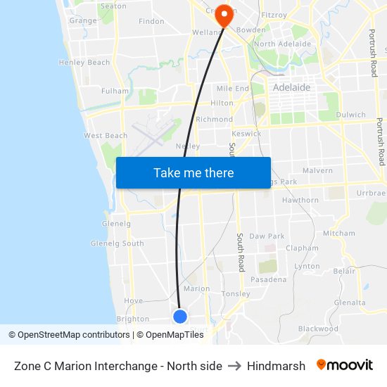 Zone C Marion Interchange - North side to Hindmarsh map