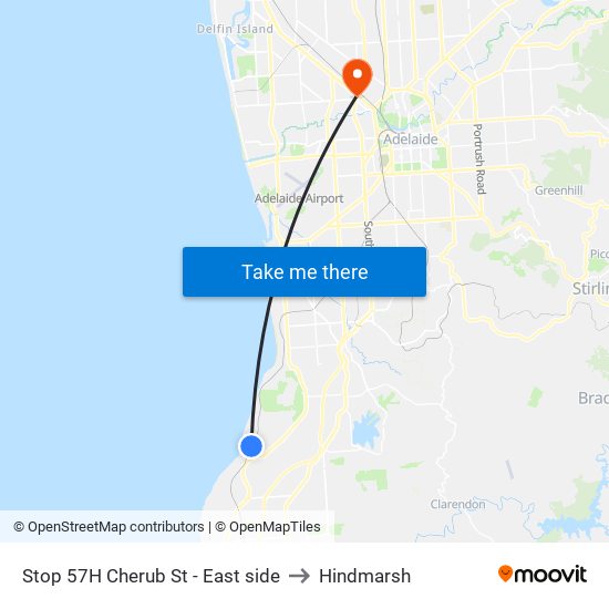 Stop 57H Cherub St - East side to Hindmarsh map