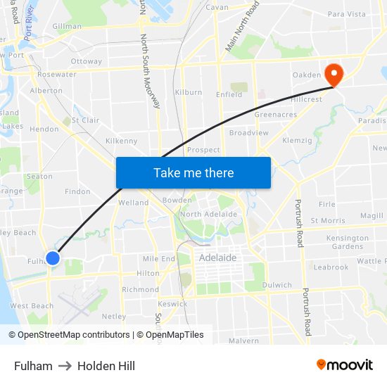 Fulham to Holden Hill map