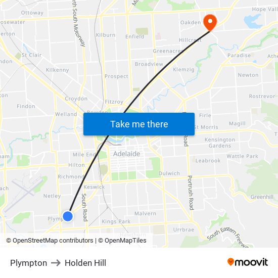 Plympton to Holden Hill map