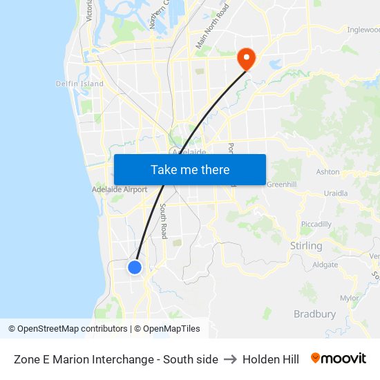 Zone E Marion Interchange - South side to Holden Hill map