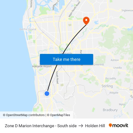 Zone D Marion Interchange - South side to Holden Hill map