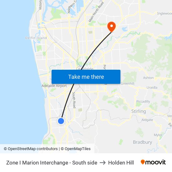 Zone I Marion Interchange - South side to Holden Hill map