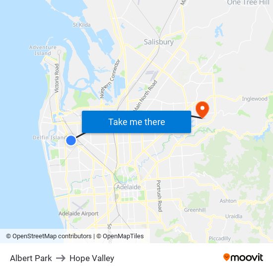 Albert Park to Hope Valley map