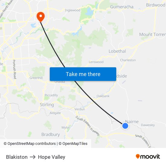 Blakiston to Hope Valley map