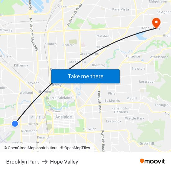 Brooklyn Park to Hope Valley map