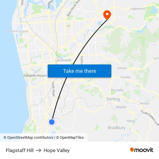 Flagstaff Hill to Hope Valley map