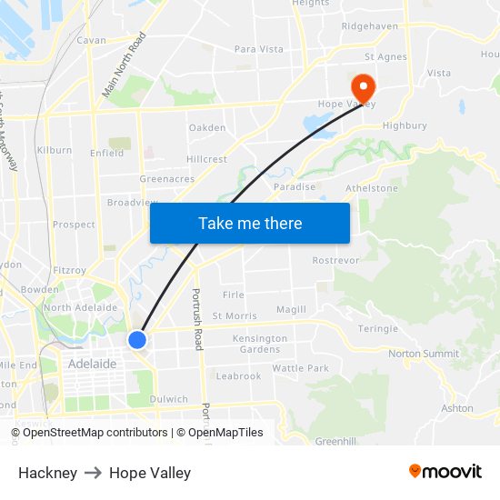 Hackney to Hope Valley map