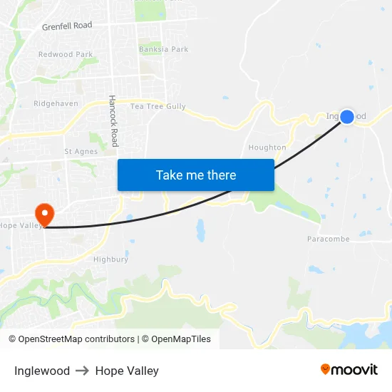 Inglewood to Hope Valley map