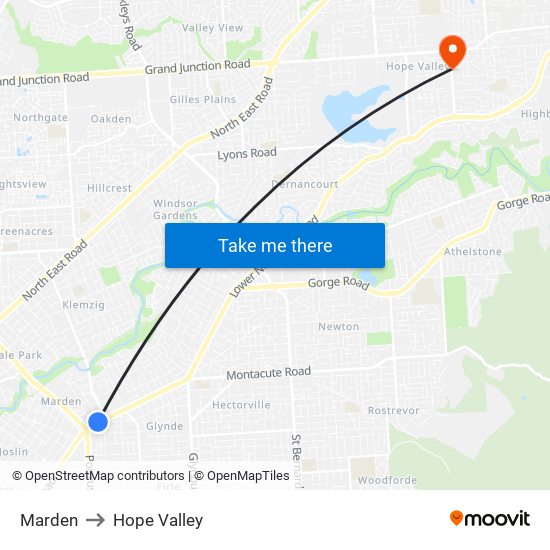 Marden to Hope Valley map