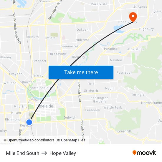 Mile End South to Hope Valley map