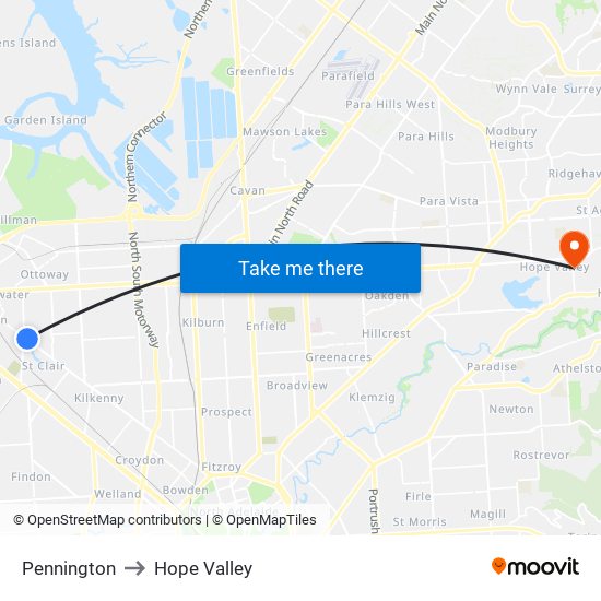 Pennington to Hope Valley map