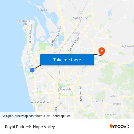 Royal Park to Hope Valley map