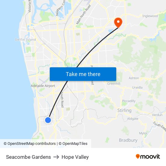 Seacombe Gardens to Hope Valley map