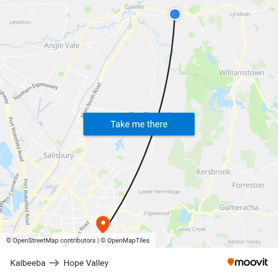 Kalbeeba to Hope Valley map