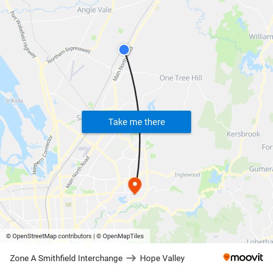 Zone A Smithfield Interchange to Hope Valley map