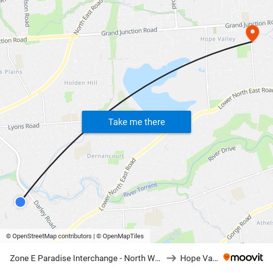 Zone E Paradise Interchange - North West side to Hope Valley map