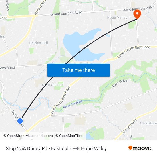 Stop 25A Darley Rd - East side to Hope Valley map