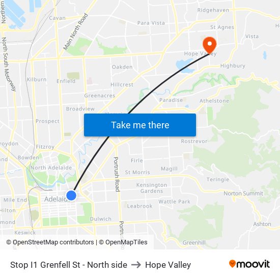 Stop I1 Grenfell St - North side to Hope Valley map