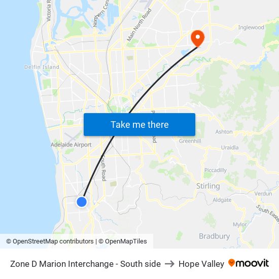 Zone D Marion Interchange - South side to Hope Valley map