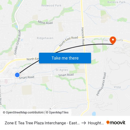 Zone E Tea Tree Plaza Interchange - East side to Houghton map