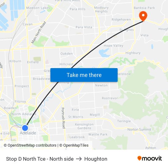 Stop D North Tce - North side to Houghton map