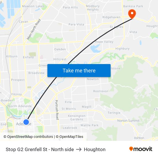 Stop G2 Grenfell St - North side to Houghton map