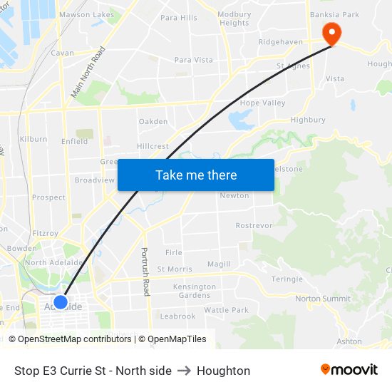 Stop E3 Currie St - North side to Houghton map