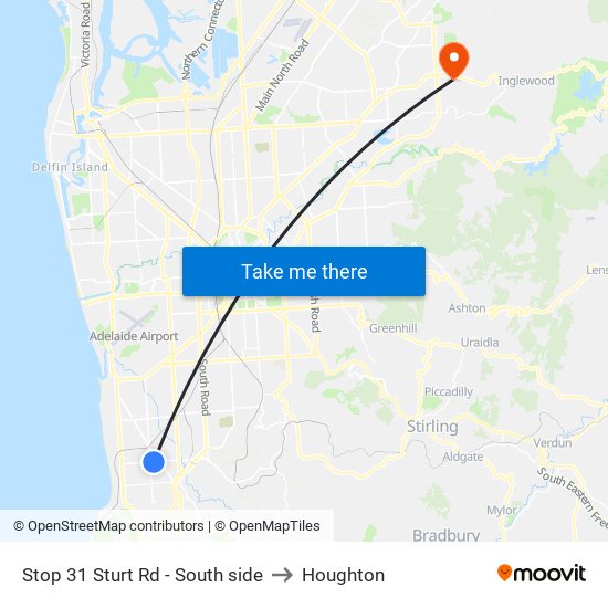 Stop 31 Sturt Rd - South side to Houghton map