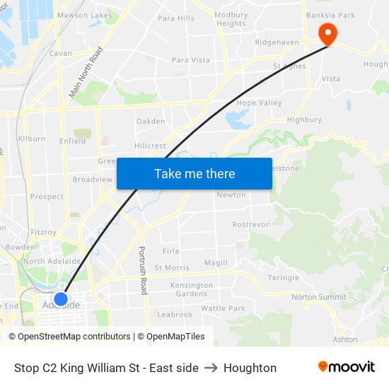 Stop C2 King William St - East side to Houghton map