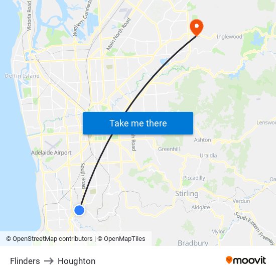 Flinders to Houghton map