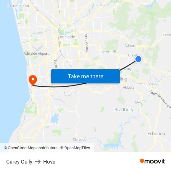 Carey Gully to Hove map