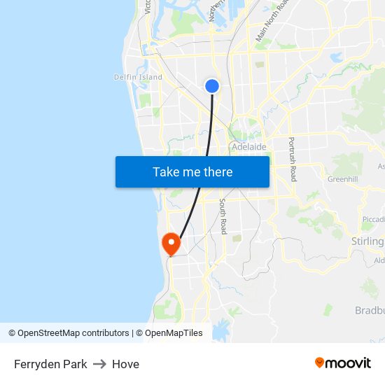 Ferryden Park to Hove map