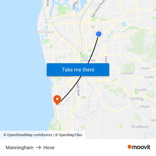 Manningham to Hove map