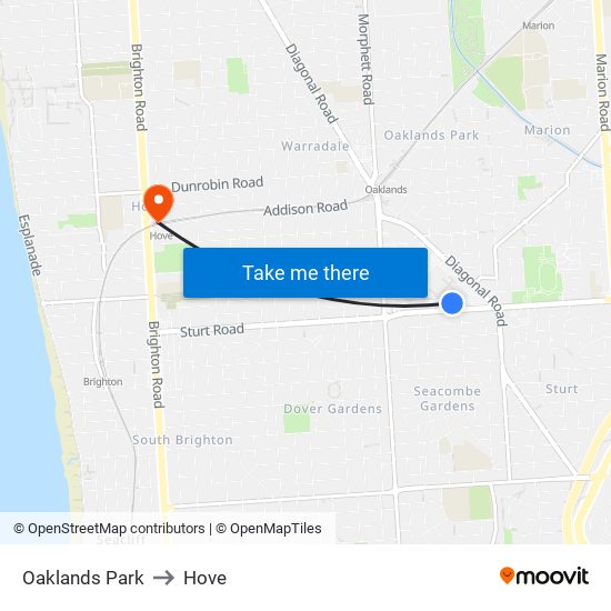 Oaklands Park to Hove map