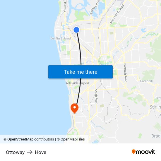 Ottoway to Hove map