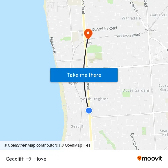 Seacliff to Hove map
