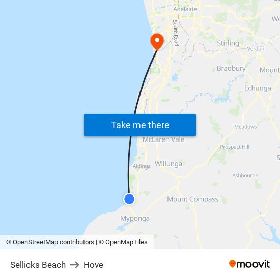 Sellicks Beach to Hove map