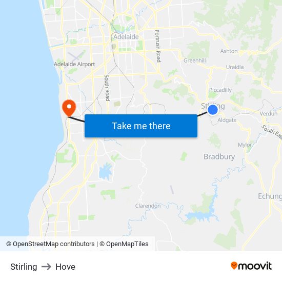 Stirling to Hove map