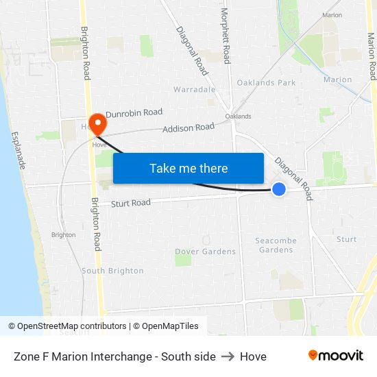 Zone F Marion Interchange - South side to Hove map