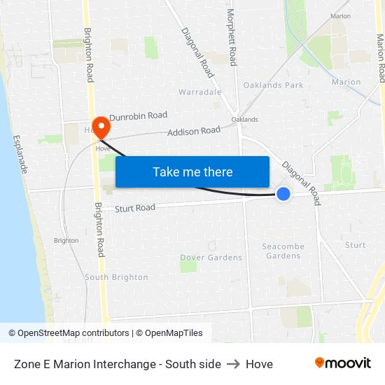 Zone E Marion Interchange - South side to Hove map