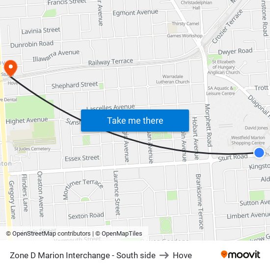 Zone D Marion Interchange - South side to Hove map