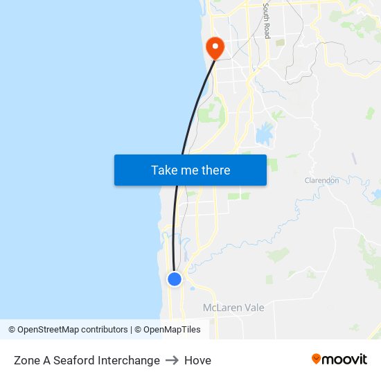 Zone A Seaford Interchange to Hove map