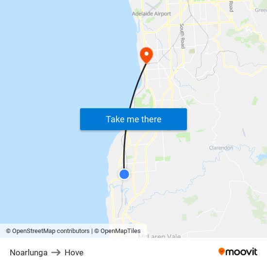 Noarlunga to Hove map