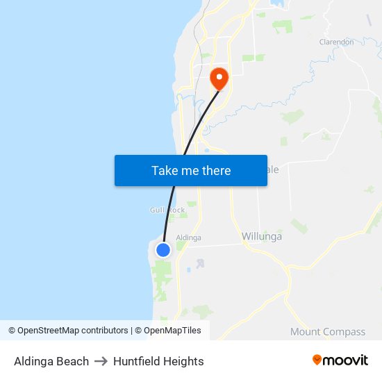 Aldinga Beach to Huntfield Heights map