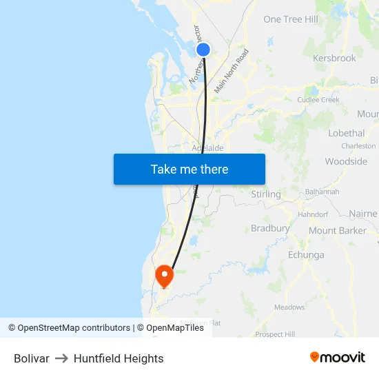Bolivar to Huntfield Heights map