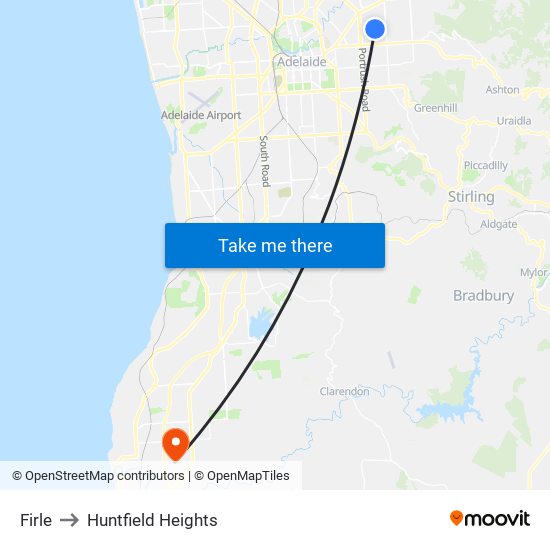 Firle to Huntfield Heights map