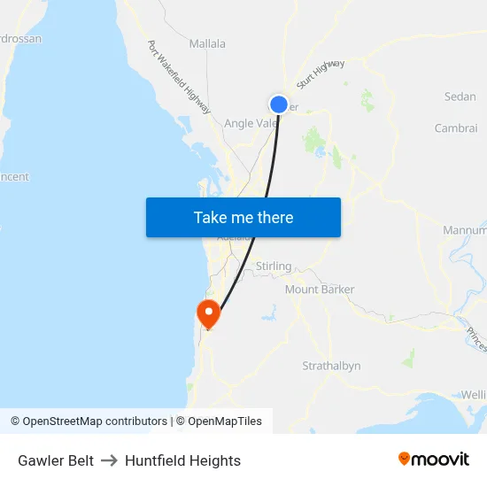 Gawler Belt to Huntfield Heights map